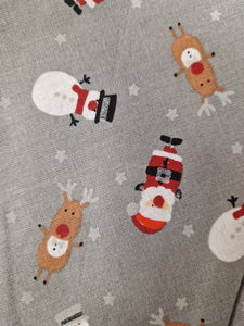 Grey Santa Pattern Tie Bandana Small